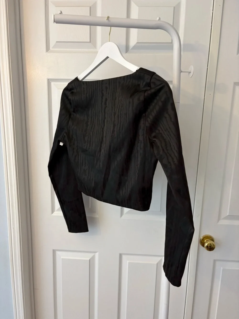 Zara Black Long Sleeve Cropped Bustier Top Size Large - Picture 10 of 14